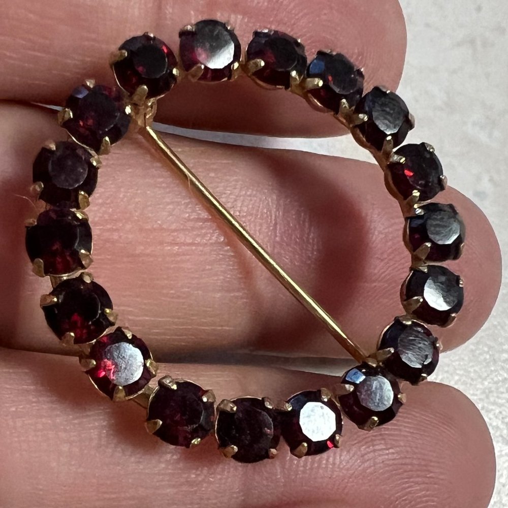 Vintage Winard 12 k gold filled brooch with garnet - Picture 4 of 6
